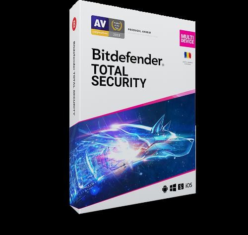 Licenta retail Bitdefender Total Security - protectie anti-malwarecompleta pentru Windows, macOS, iOS si Android, valabilapentru