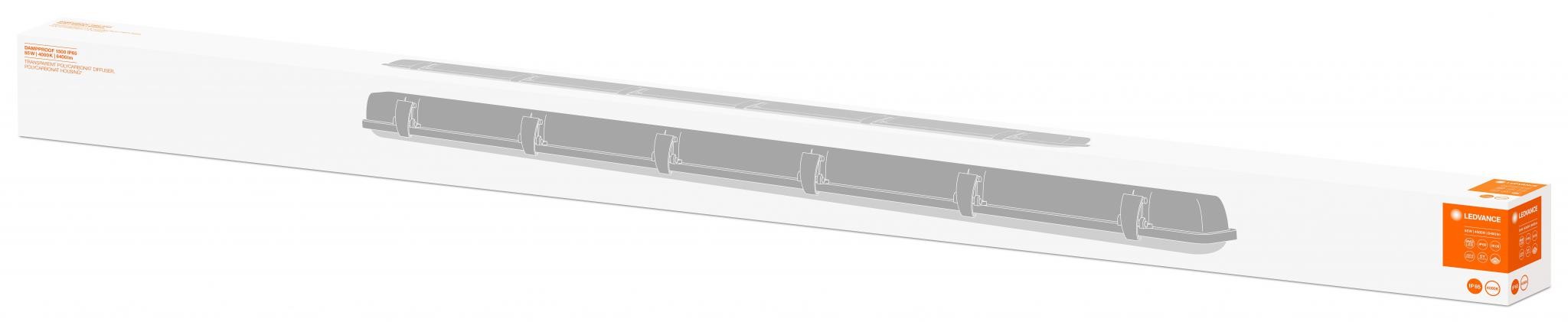 Lampa LED liniara Ledvance DP 1500, 55W, 220-240V, 6400 lm, luminaneutra (4000K), IP65, 150x7.8x9.5cm, policarbonat, Gri