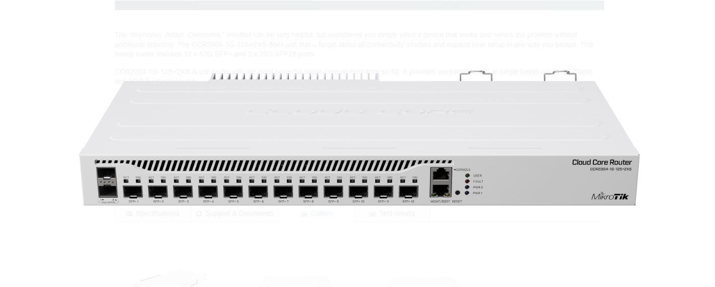 MikroTik Router de retea, CCR2004-1G-12S+2XS Procesor: 1700 MHz, RAM: 4 GB, 128Mb NAND, RouterOS v7, interfata: 1 x 10/100/1000