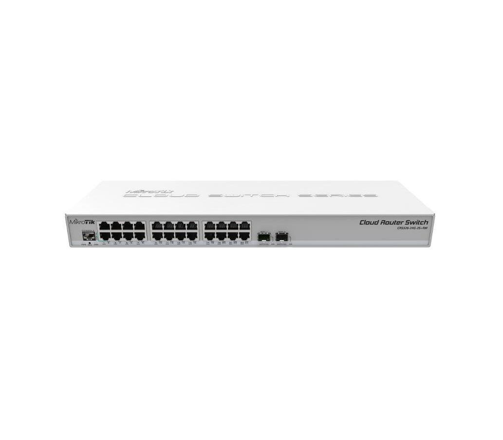 Mikrotik Cloud router switch, crs326-24g-2s+rm, 800 mhz cpu, 512mb ram,24xgigabit lan, 2xsfp+ cages, routeros l5 or switchos (dual boot),