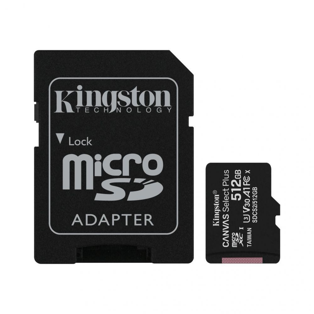 Card de Memorie MicroSD Kingston Select Plus, 512GB, Adaptor SD, Class 10 (Class imagine 2022 3foto.ro