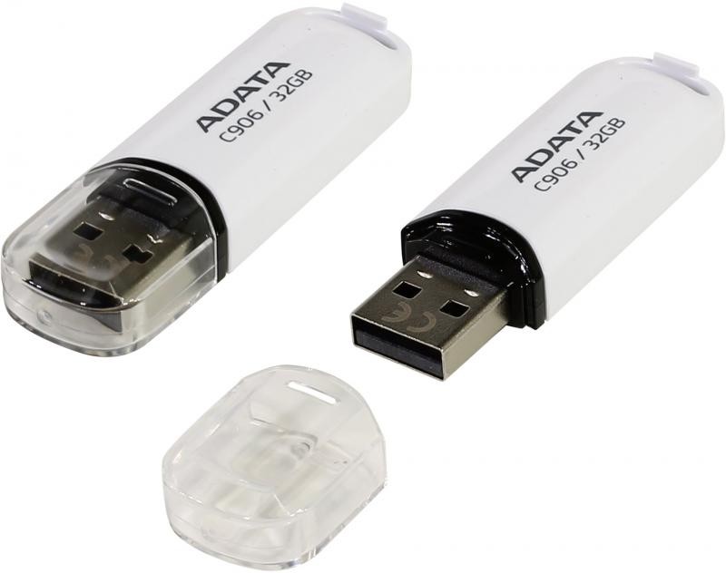 Memorie USB Flash Drive ADATA C906, 32GB, USB 2.0, alb 1cctv.ro imagine 2022 3foto.ro