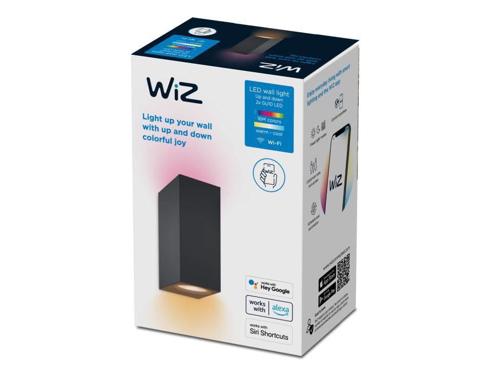 Aplica LED RGB WiZ Up&Down Spots, Wi-Fi, Bluetooth, control vocal, 2xGU10, 2x5W, 690 lm, lumina alba si color (2200-6500K), IP20