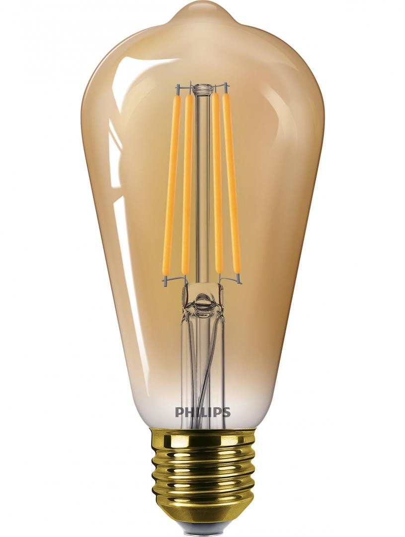 Bec LED vintage (decorativ) Philips Classic Gold Bulb ST64, EyeComfort, E27, 5.8W (50W), 640 lm, lumina calda (2200K), dimabil,