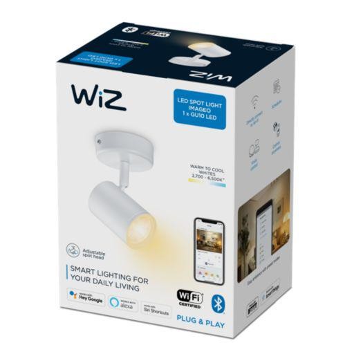 Spot LED RGB WiZ Imageo, Wi-Fi, Bluetooth, 4.9W, 345 lm, lumina alba si color (2700-6500K), IP20, Metal, Alb - 1 | YEO