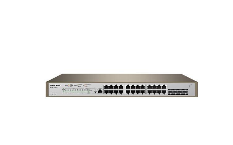 IP-COM PRO-S24-410W, 24 x 10/100/1000 Base-T Ethernet ports(PoE), 4 x 1000 Base-X SFP ports, Standards&Protocols: IEEE 802.3/3u/
