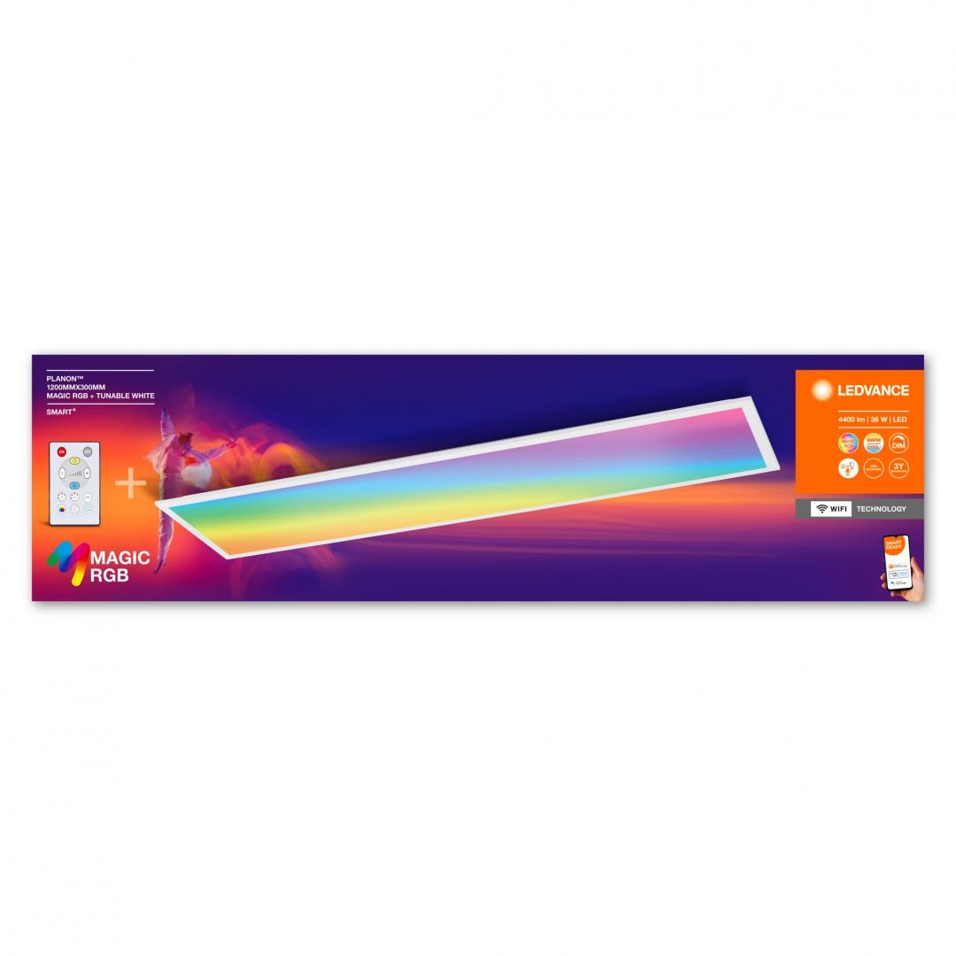 Panou LED RGB inteligent Ledvance SMART+ Wifi PLANON Magic cu Telecomanda, 36W, 4400 lm, lumina alba si color (2700-6500K), dima