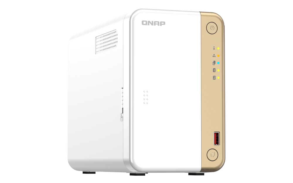 NAS QNAP 262 2-Bay, CPU Intel Celeron N4505 2-core/2-thread processor (burst max. 2.9 GHz), RAM 4 GB DDR4 (onboard not expandabl
