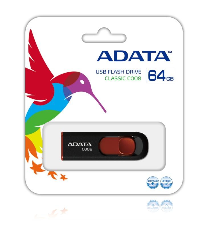 Memorie USB Flash Drive Adata C008, 64GB, USB 2.0, negru - 3 | YEO