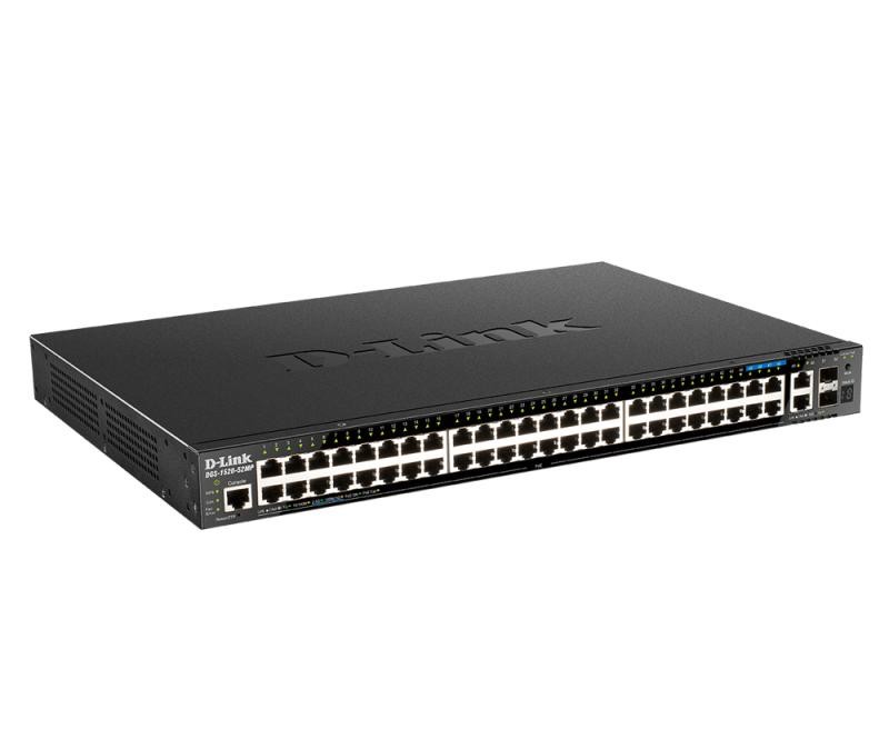 Switch D-Link DGS-1520-52MP, 48 porturi Gigabit, 2 porturi SFP+, Capacity 80Gbps, 16K MAC, 17