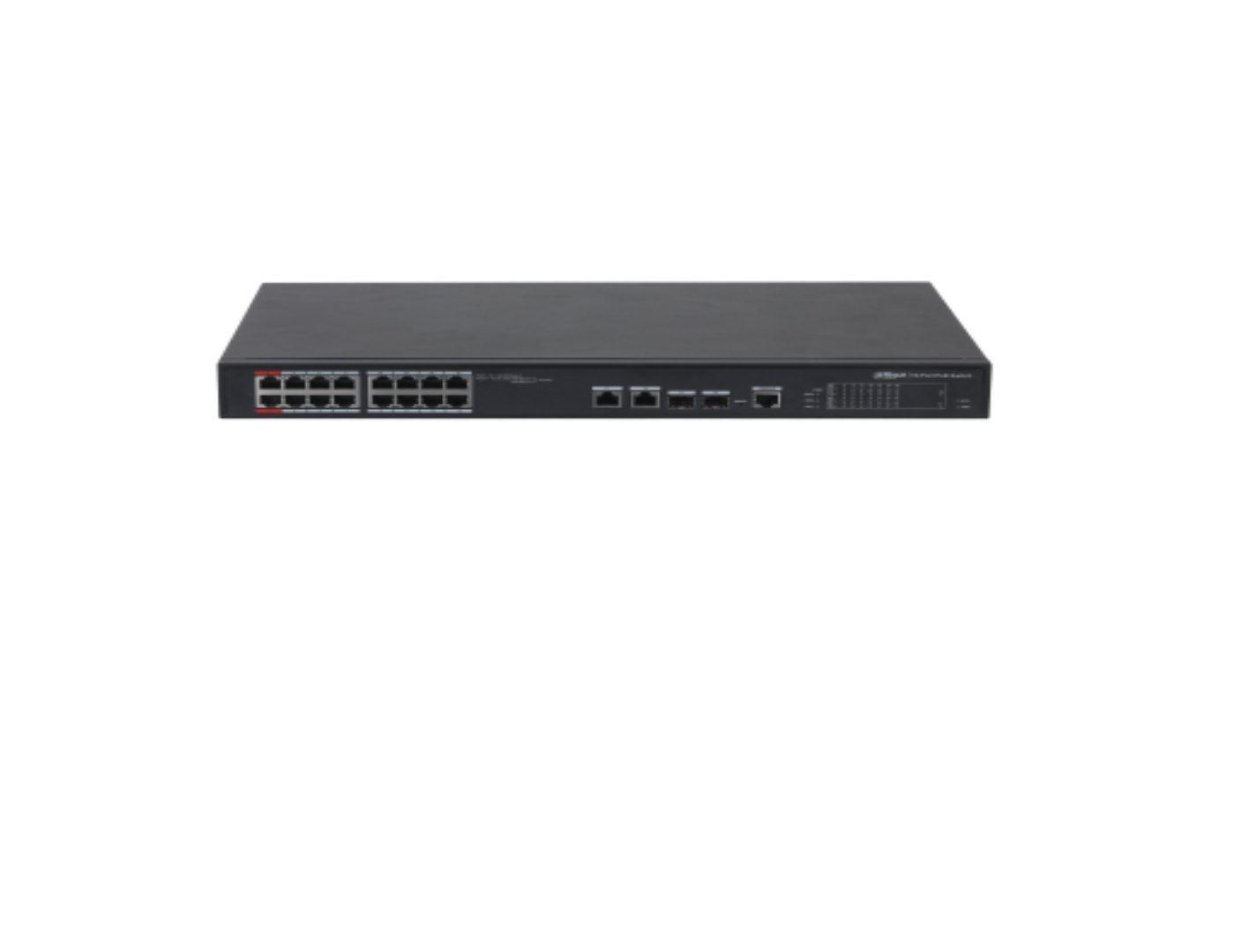 Dahua Managed switch 16 porturi PFS4218-16ET-240, Interfata: 16 x RJ45 - 10/100 Base-T (14 PoE (802.3af/at) + 2 Hi-PoE / PoE (80 - 1 | YEO