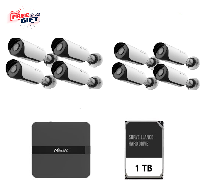 Kit supraveghere video Milesight 8 buc camera MS-C2964-UPD + 1 buc NVR MS-N1008-UPC - 1 | YEO