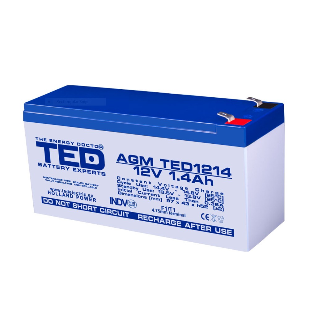 Acumulator AGM TED1214F1 12V 1.4Ah 1.4Ah
