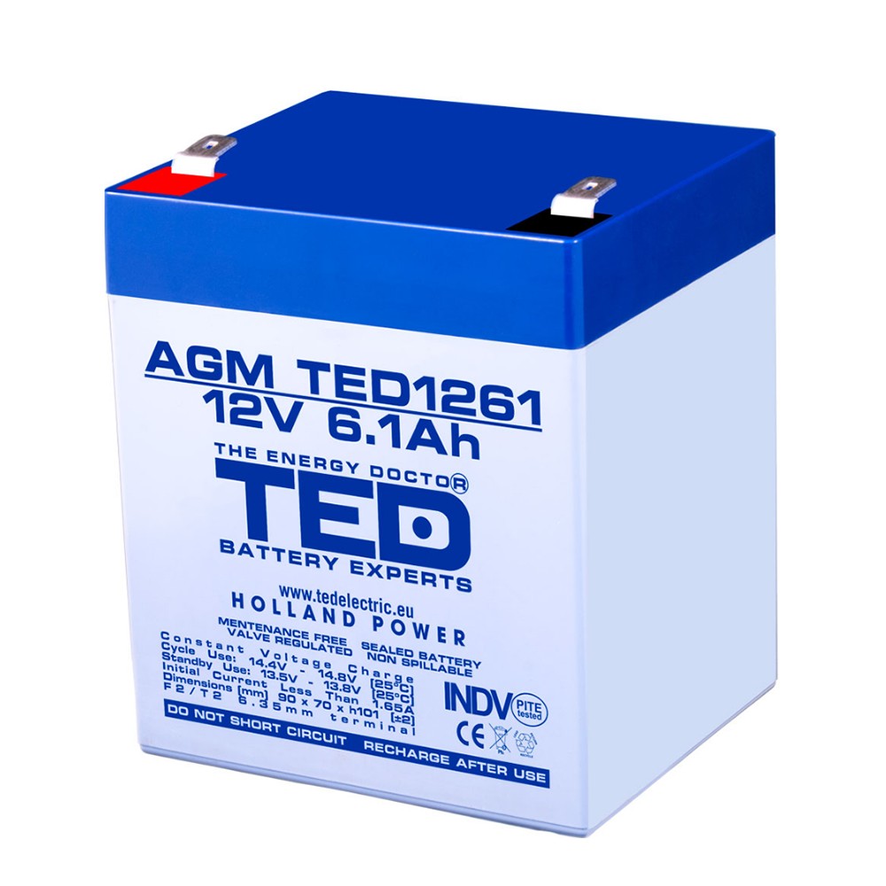 Acumulator AGM TED1261F2 12V 6.1Ah