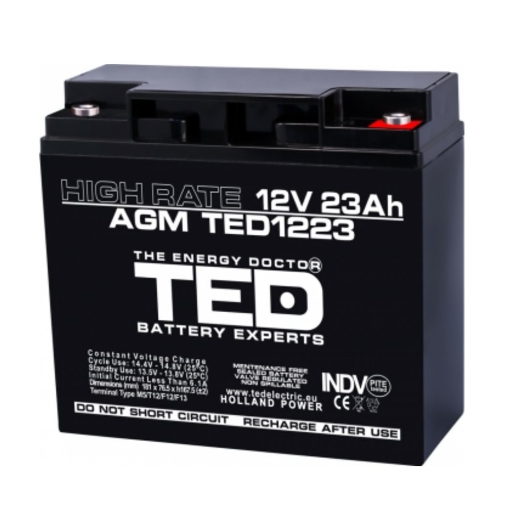 Acumulator AGM TED1223HRM5 12V 23AH HIGH RATE 12V/