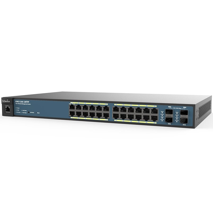 Wireless Management 50AP 24-port GbE PoE.at Switch 410W 4SFP L2 19i (Network Switch, Power cord, 19