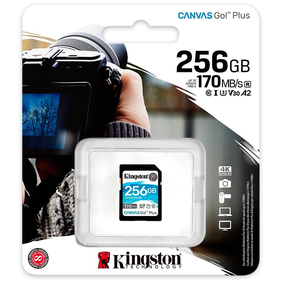 Kingston 256GB SDXC Canvas Go Plus 170R C10 UHS-I U3 V30 EAN: 740617301519 - 2 | YEO