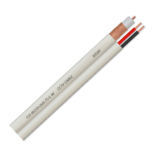 Cablu coaxial rg59 + alimentare 2x0.75, 100m, alb tsy-rg59+2x0.75-l-w