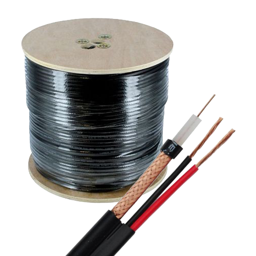 Cablu coaxial rg59 + alimentare 2x0.75, 305m, negru tsy-rg59+2x0.75-b