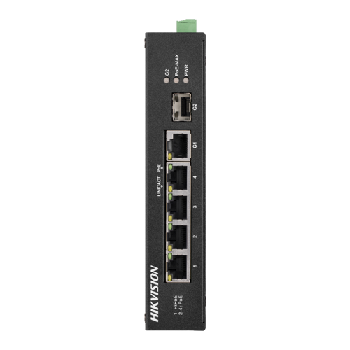 Switch 4 porturi poe, 2 porturi uplink sfp/rj45 - hikvision ds-3t0306hp-e-hs