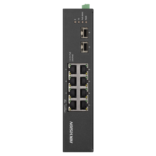 Switch 8 porturi gigabit poe, 2 porturi uplink sfp - hikvision ds-3t0510hp-e-hs