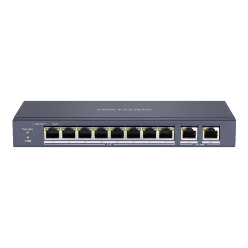 Switch 8 porturi poe, 2 porturi uplink rj45 gigabit - hikvision ds-3e0310p-e-m