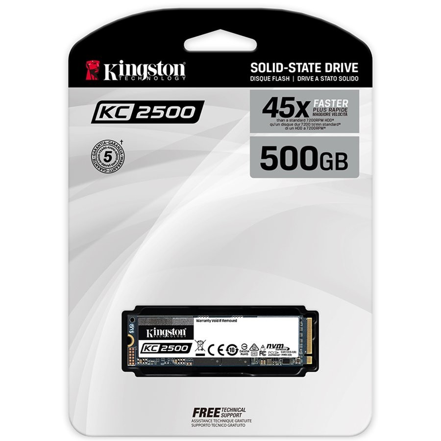 Kingston 500GB KC2500 M.2 2280 NVMe SSD, up to 3500/2500MB/s, EAN: 740617307160 - 1 | YEO