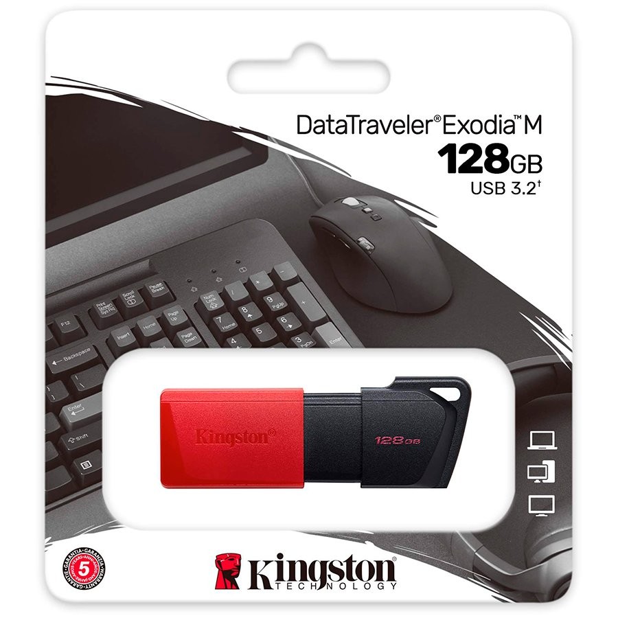 Kingston 128GB DataTraveler Exodia M USB slider cap USB 3.2 Gen2, red - 2 | YEO