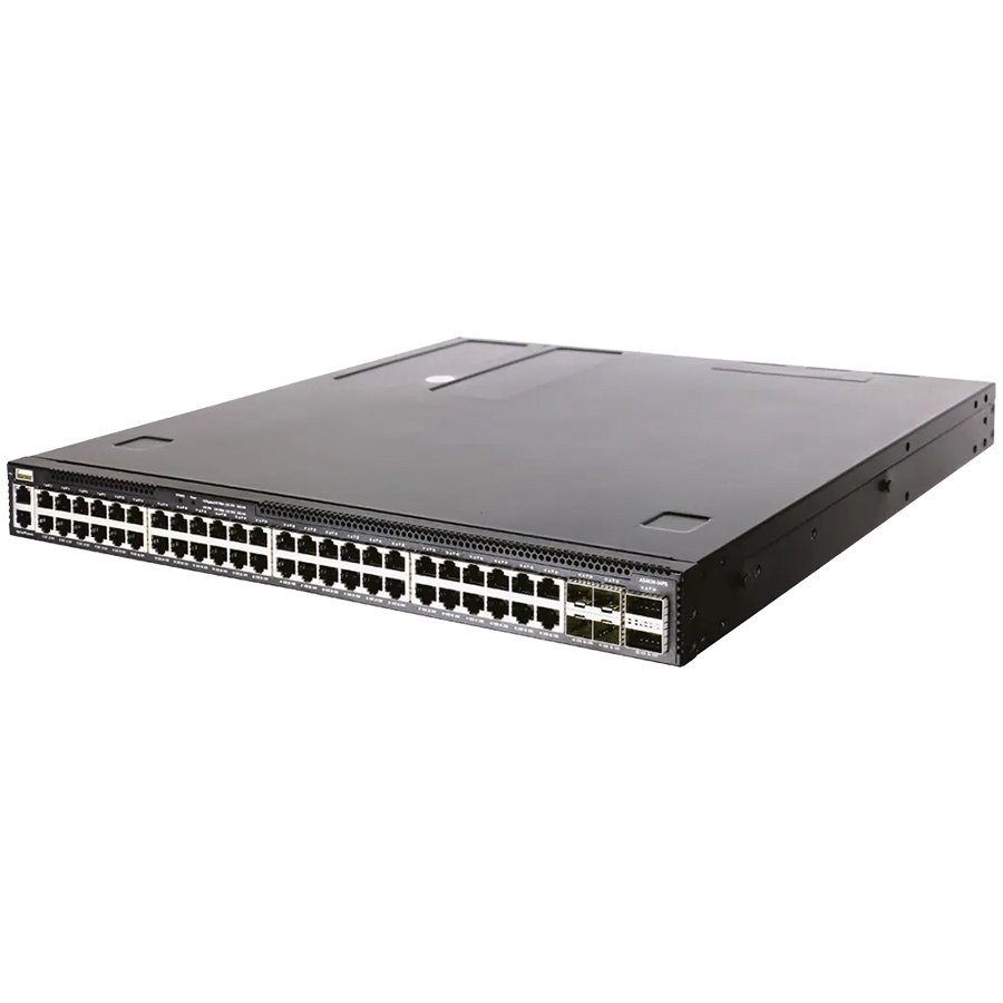 Edgecore AS4630-54PE, 48-Port GE RJ45 port PoE++, 4x25G SFP+, 2 port 100G QSFP28 for stacking, Broadcom Trident 3, Dual-core I 100G