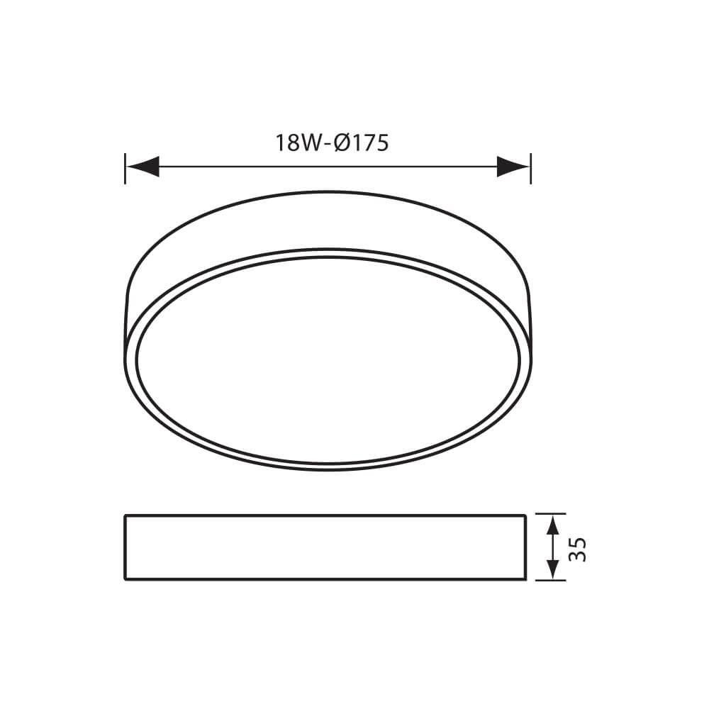 Plafoniera LED pentru baie Vivalux ROUND DARS, 18W, 1440 lm,luminaneutra (4000K), 140°, IP44, Ø175x35mm, 35000h, Alb - 1 | YEO