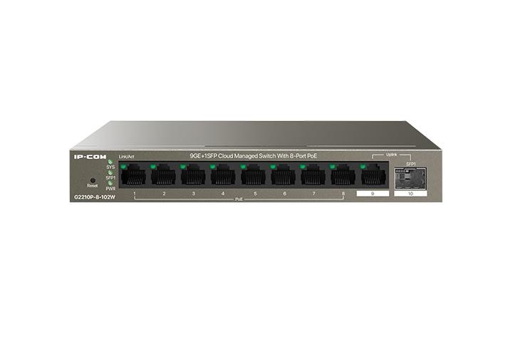 IP-COM switch G2210P-8-102W, 8-Port Gigabit POE, Standard and Protocol: IEEE 802.3, IEEE 802.3u, IEEE 802.3ab, IEEE 802.3x, IEEE