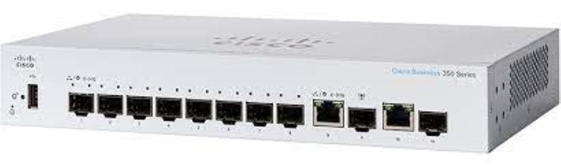 Switch CISCO CBS350-8S-E-2G, 8 PORTURI 10/100/1000, 2 x SFP, Buffer: 1.5 Mb, Flash 256Mb, CPU: 800 MHz ARM , DRAM: 512 MB Dimen
