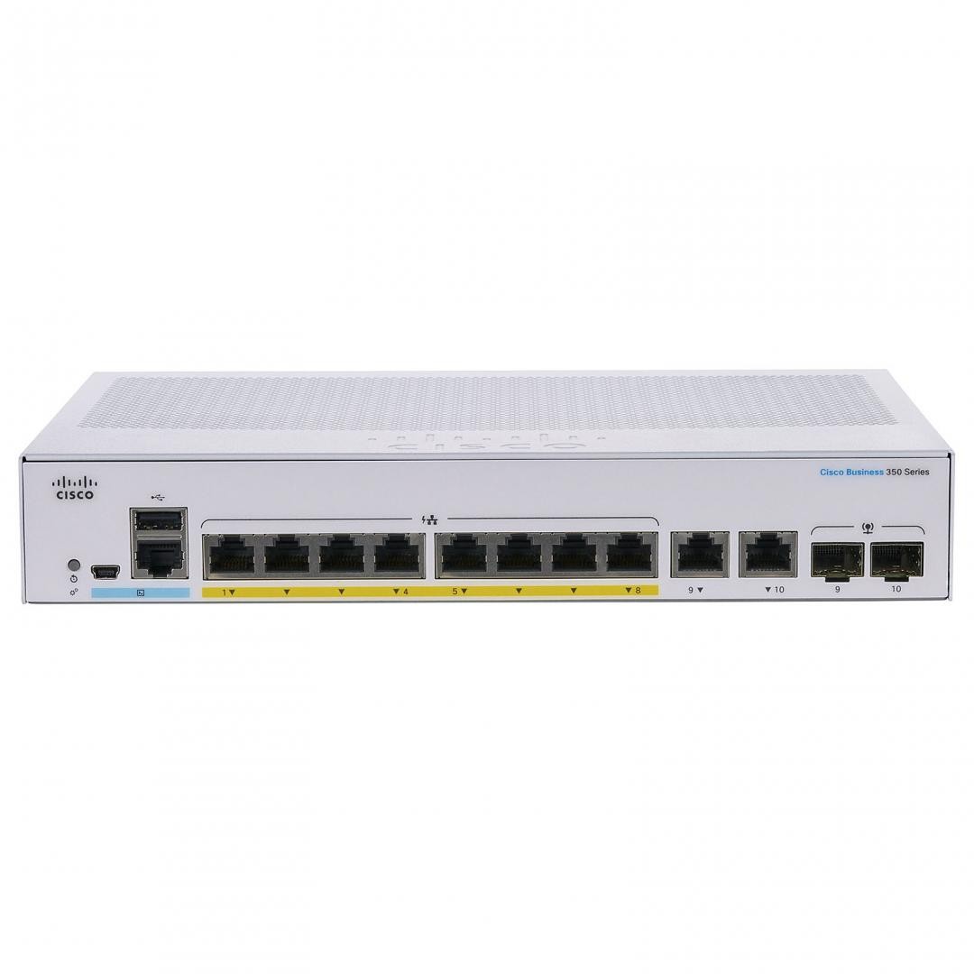 Switch CISCO CBS350-8FP-E-2G, 8 PORTURI 10/100/1000, 2 x SFP, POE 120w, Buffer: 1.5 Mb, Flash 256Mb, CPU: 800 MHz ARM , DRAM: 5