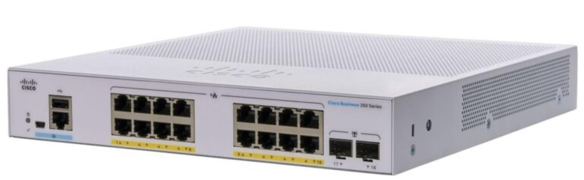 Switch CISCO CBS350-16FP-2G, 16 PORTURI 10/100/1000, 2 x SFP, POE 240w, Buffer: 1.5 Mb, Flash 256Mb, CPU: 800 MHz ARM , DRAM: 5