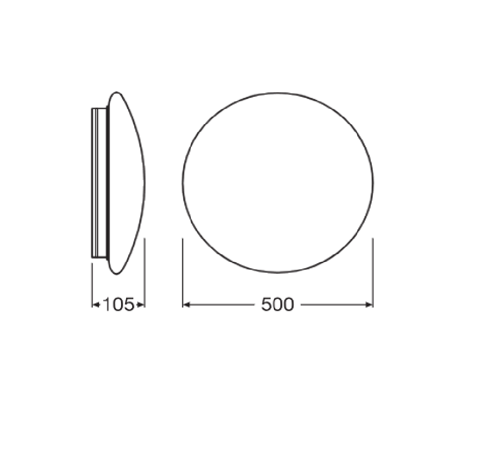 Plafoniera led ledvance surface circular 500 power select, 42/30/19 w,3500/2500/1500 lm, lumina neutra (4000k), ip44, Ø50cm, met