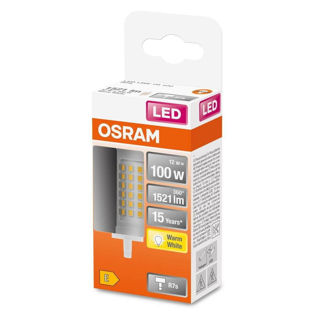 Bec LED Osram LINE, R7s, 12W (100W), 1521 lm, lumina calda (2700K), 78mm, ?29mm