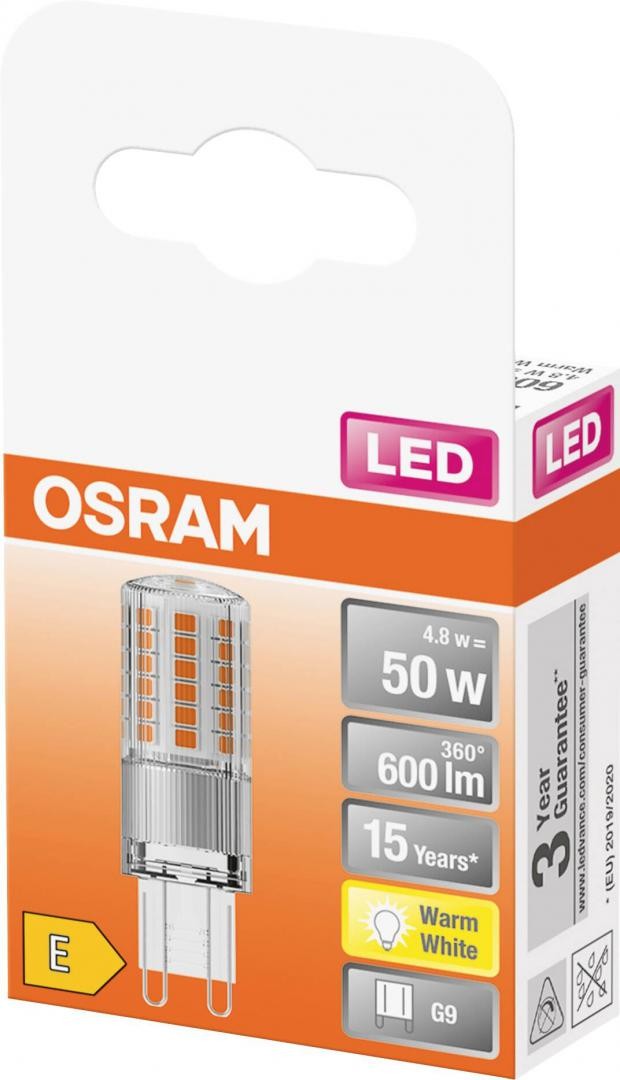 Bec LED Osram PIN, G9, 4.8W (50W), 600 lm, lumina calda (2700K)