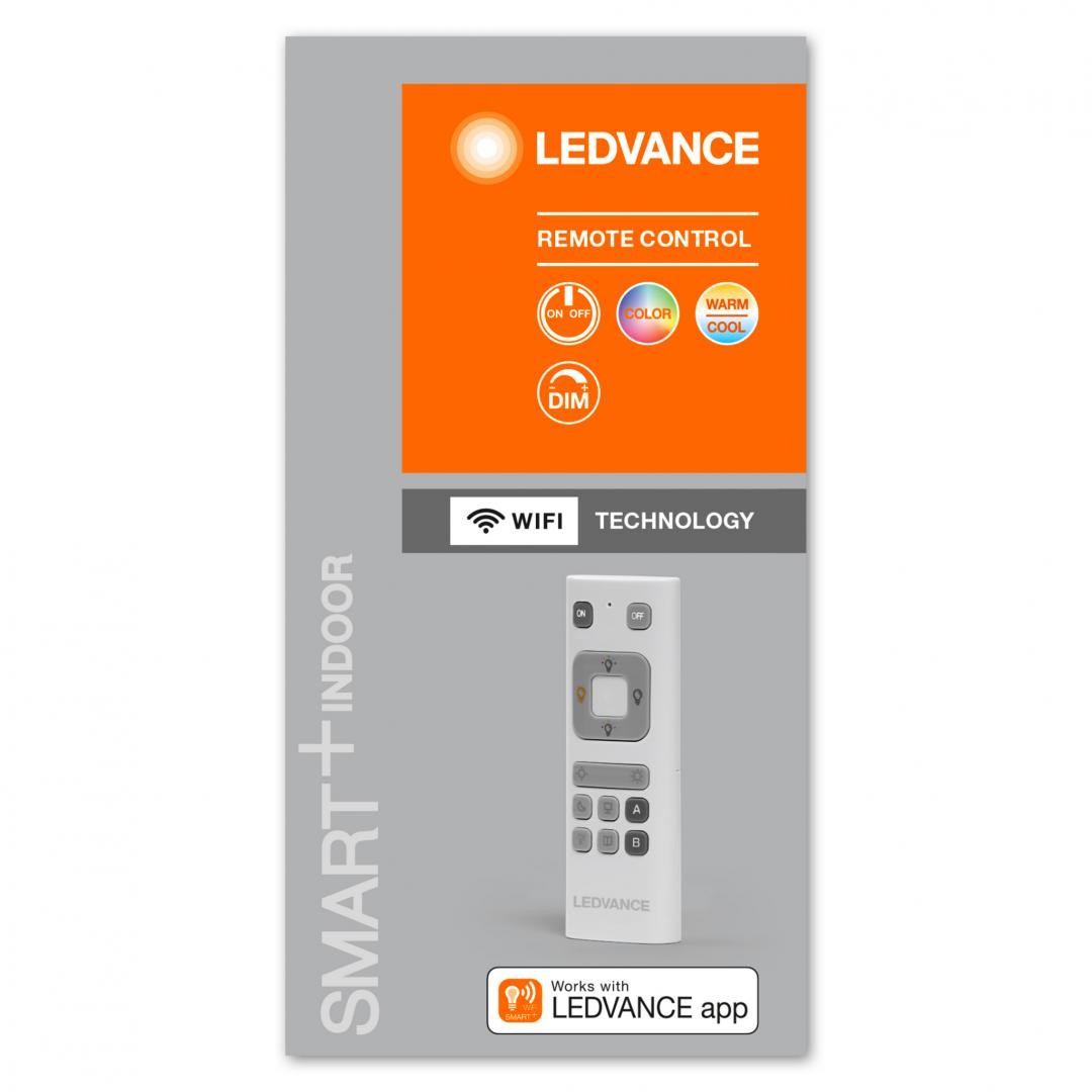 Telecomanda Ledvance SMART+ WiFi, 12x4.1x1.9cm, Gri, 2x baterii AAA neincluse, pana la 15 surse/corpuri de iluminat, cu optiunil