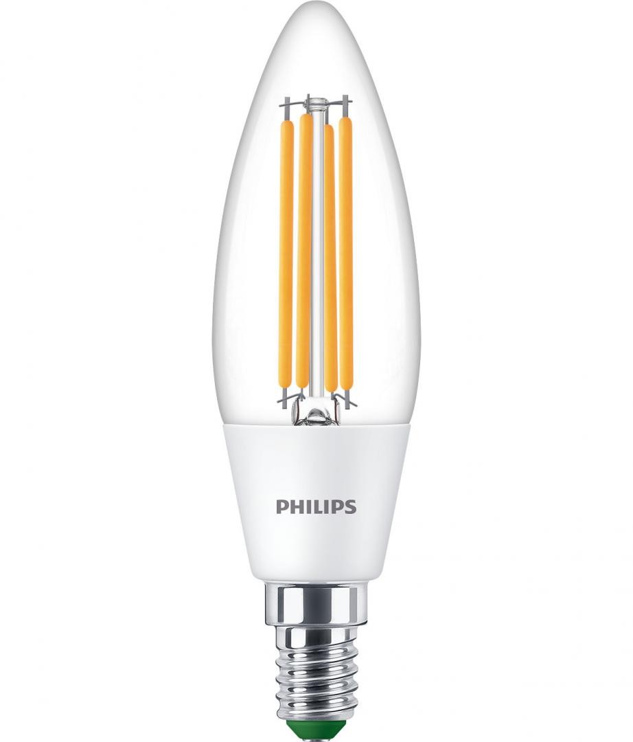 Bec LED Philips Classic B35, Ultra Efficient Light, E14, 2.3W (40W), 485lm, lumina calda (3000K) - 1 | YEO