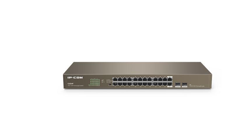 IP-COM 24-Port + 2 SFP Gigabit Ethernet Switch, G1024F Standard and Protocol: IEEE802.3, IEEE802.3u, IEEE802.3x, IEEE802.3ab, in