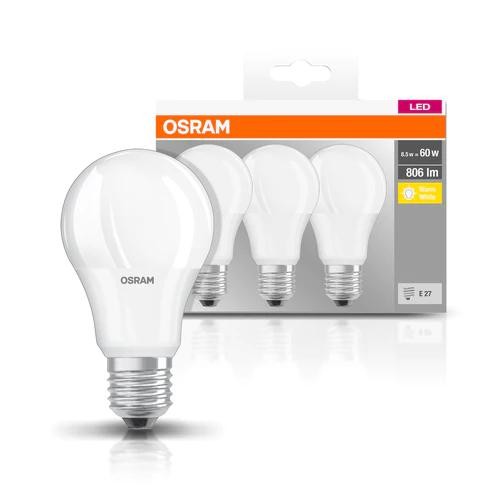 3 Becuri LED Osram Base Classic A, E27, 8.5W (60W), 806 lm, luminacalda(2700K) - 2 | YEO