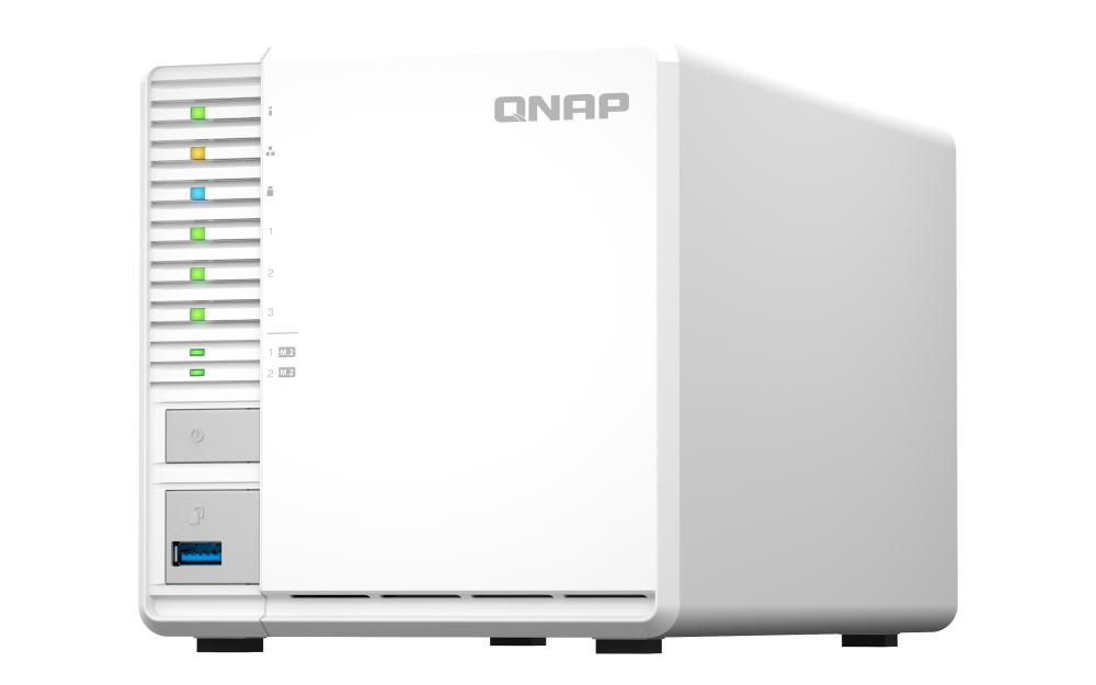 NAS QNAP 364 3-Bay, CPU Intel Celeron N5105/N5095 Quad Core, burst up to 2.9GHz, RAM 4GB DDR4 SODIMM (1 x 4GB), max. 16GB (2 DIM