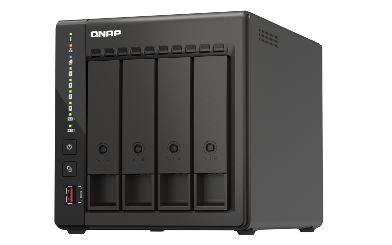 NAS QNAP 453E 4-Bay, CPU Intel Celeron J6412 4-core/4-thread processor, burst max. 2.6 GHz, RAM 8 GB DDR4 onboard not expandable