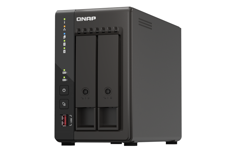 NAS QNAP 253E 2-Bay, CPU Intel Celeron J6412 4-core/4-thread processor, burst max. 2.6 GHz, RAM 8 GB DDR4 onboard not expandable - 1 | YEO