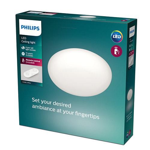 Plafoniera LED Philips Toba CL505, 23W, 2800 lm, lumina alba (2700-6500K), IP20, 36.8cm, Alb, Telecomanda inclusa