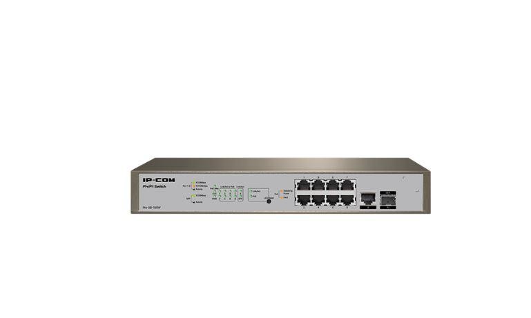 IP-COM PRO-S8-150W, 8 x 10/100/1000 Base-T Ethernet ports(PoE), 1 x 10/100/1000 Base-T Ethernet port(data), 1 x 1000 Base-X SFP