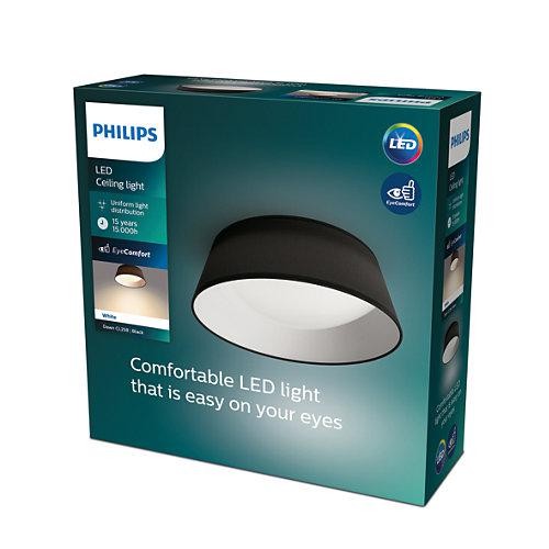 Plafoniera LED Philips Dawn CL258, 14W, 1100 lm, lumina calda (3000K), IP20, 34cm, Metal/Plastic, Negru