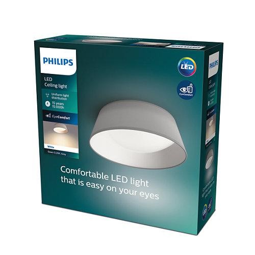 Plafoniera LED Philips Dawn CL258, 14W, 1100 lm, lumina calda (3000K), IP20, 34cm, Metal/Plastic, Gri