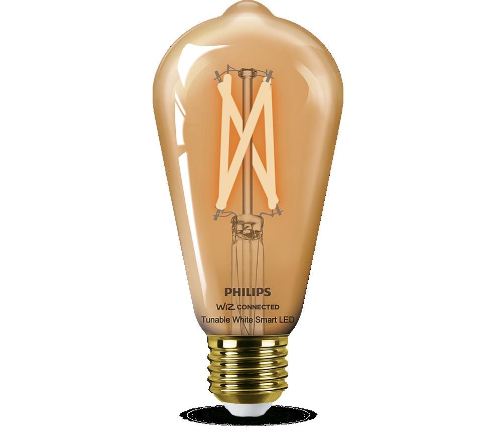 Bec LED inteligent vintage (decorativ) Philips Filament Bulb Amber ST64, Wi-Fi, Bluetooth, E27, 7W (50W), 640 lm, lumina alba (2