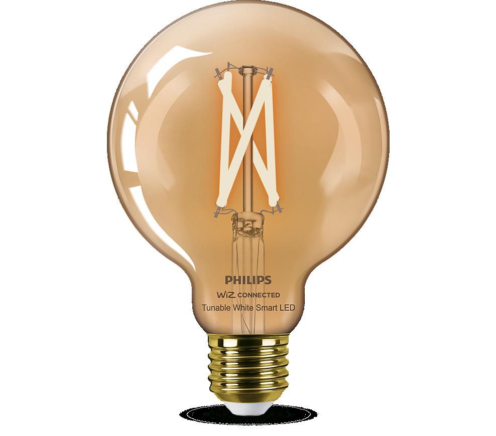 Bec LED inteligent vintage (decorativ) Philips Filament Globe Amber G95, Wi-Fi, Bluetooth, E27, 7W (50W), 640 lm, lumina alba (2